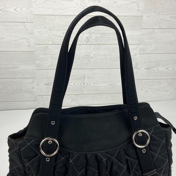 Vera Bradley Large Classic Quilted Tote Shoulder Bag 18x14x5 Black Quilted Clean - Picture 3 of 6